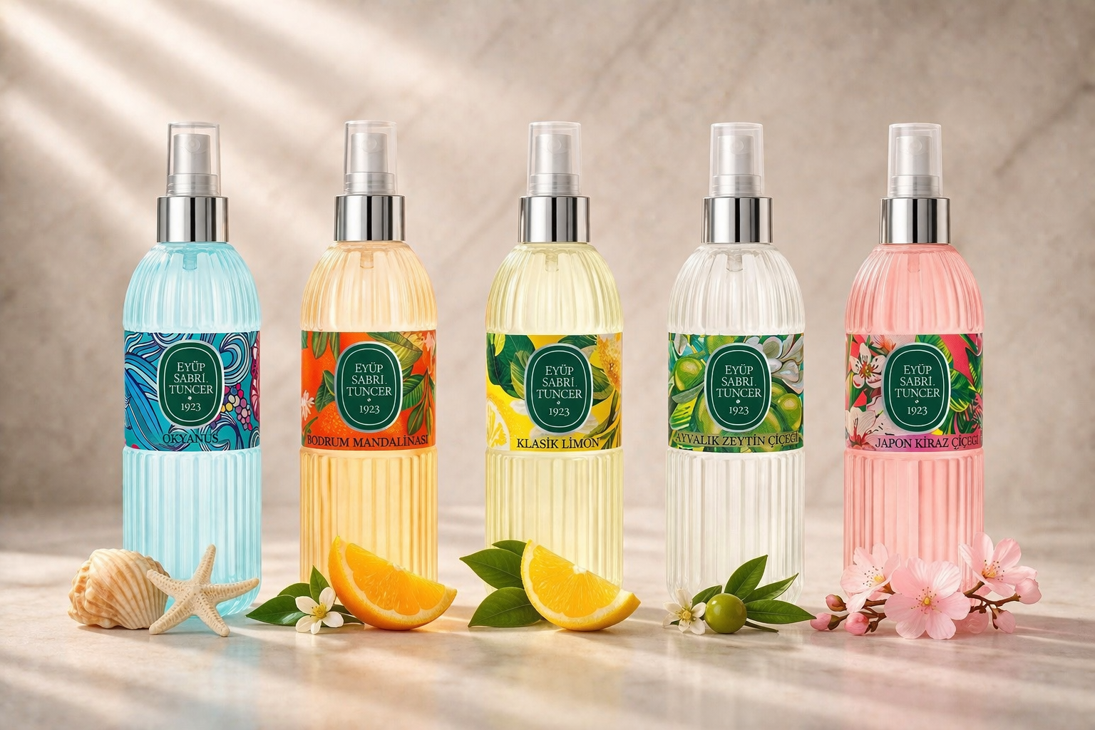 EST Eau de Cologne 5er Set 1 – Kirschblüte, Zitrone, Ozean, Olivenblüte & Mandarine (5 × 150 ml)