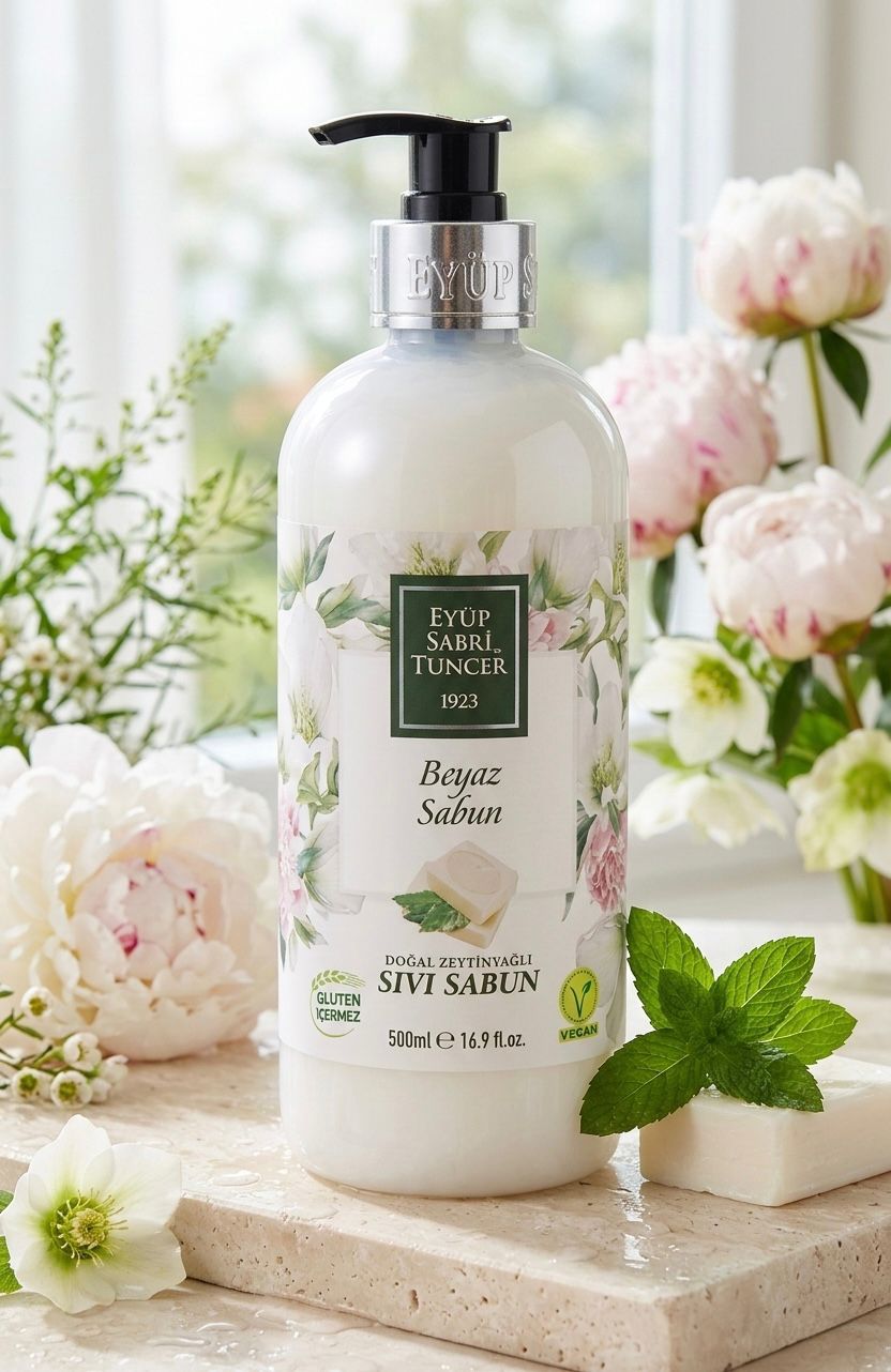 Eyüp Sabri Tuncer – weiße Flüssigseife mit natürlichem Olivenöl 500 ml (Vegan)